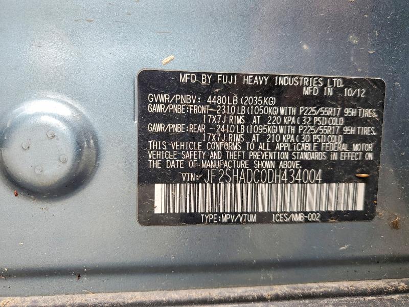 57683146 :رقم المزاد ، JF2SHADC0DH434004 vin ، 2013 Subaru Forester مزاد بيع