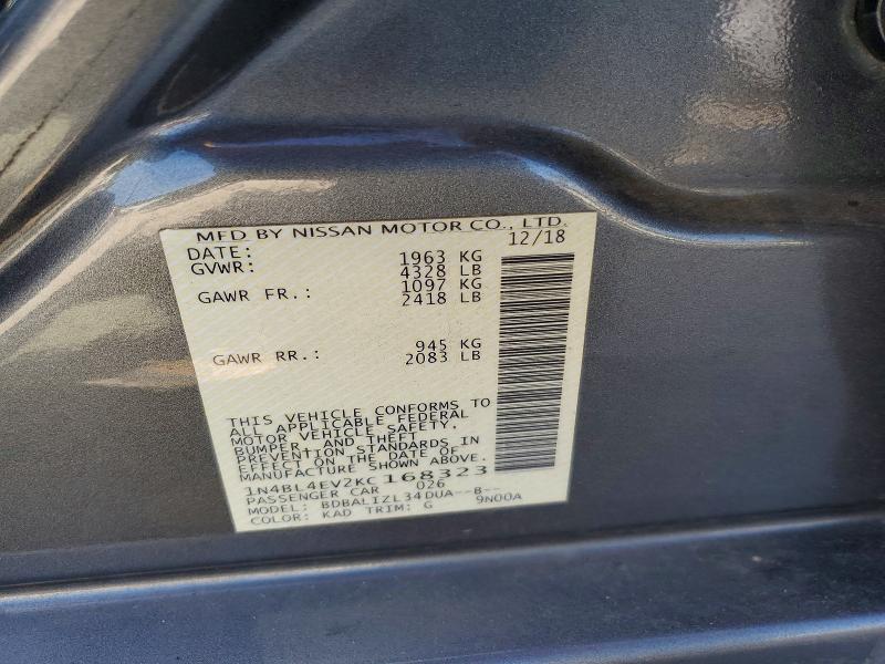 56846816 :رقم المزاد ، 1N4BL4EV2KC168323 vin ، 2019 Nissan Altima مزاد بيع