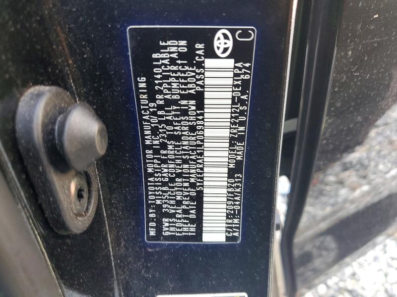 Aukcja sprzedaży 2020 Toyota Corolla, vin: 5YFEPRAE1LP069841, numer aukcji: 56759576