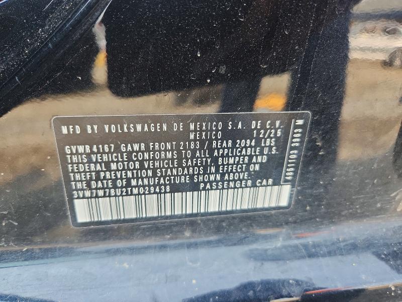 Aukcja sprzedaży 2026 Volkswagen Jetta, vin: 3VW7W7BU2TM029438, numer aukcji: 58764726