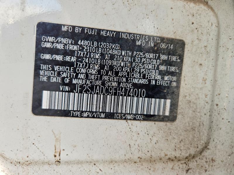 55755626 :رقم المزاد ، JF2SJADC9FH474010 vin ، 2015 Subaru Forester مزاد بيع