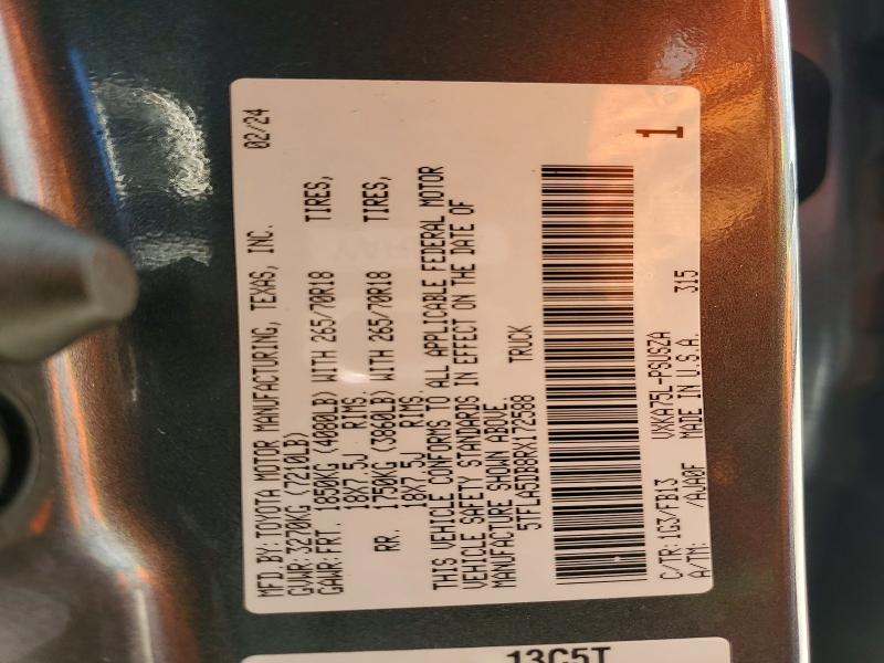 2024 Toyota Tundra მანქანა იყიდება აუქციონზე, vin: 5TFLA5DB8RX172588, აუქციონის ნომერი: 54809526