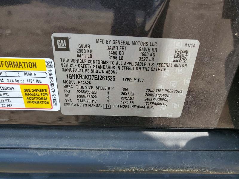 55845876 :رقم المزاد ، 1GNKRJKD7EJ261526 vin ، 2014 Chevrolet Traverse مزاد بيع