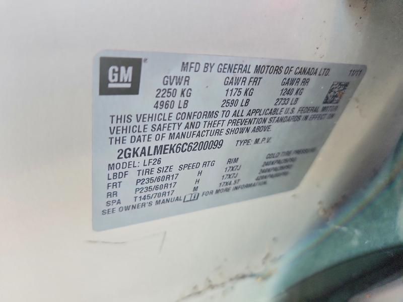 Aukcja sprzedaży 2012 Gmc Terrain, vin: 2GKALMEK6C6200099, numer aukcji: 57420856
