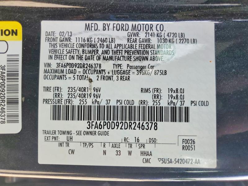 Продаж на аукціоні авто 2013 Ford Fusion, vin: 3FA6P0D92DR246378, номер лоту: 57711516