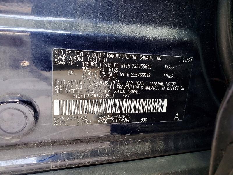 Продажа на аукционе авто 2021 Toyota Rav4, vin: 2T3Y1RFV1MW180629, номер лота: 56127466