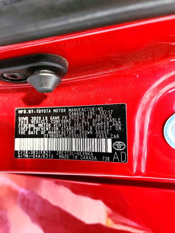 55147486 :رقم المزاد ، 2T1BURHE5JC995626 vin ، 2018 Toyota Corolla مزاد بيع
