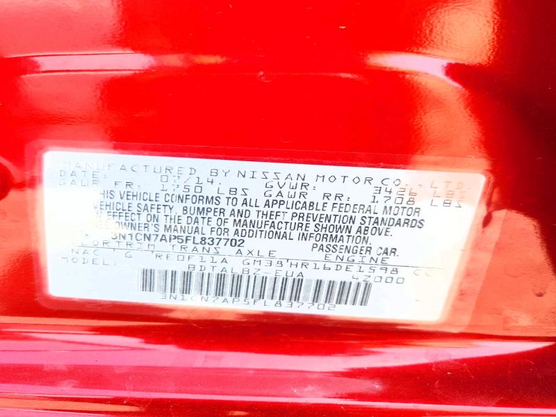 55641276 :رقم المزاد ، 3N1CN7AP5FL837702 vin ، 2015 Nissan Versa مزاد بيع