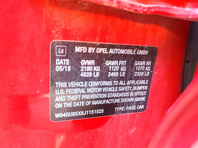 56036596 :رقم المزاد ، W04GU8SX8J1151525 vin ، 2018 Buick Regal Tourx مزاد بيع