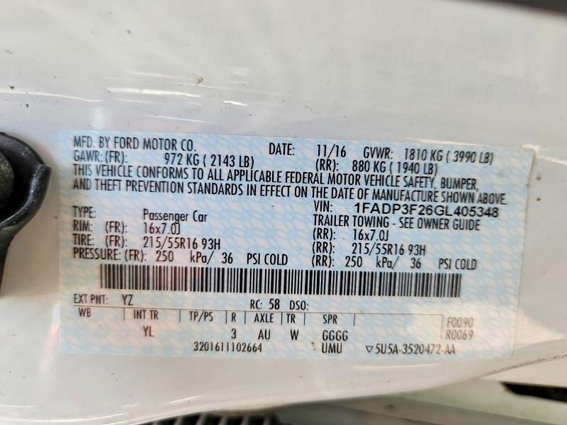 Aukcja sprzedaży 2016 Ford Focus, vin: 1FADP3F26GL405348, numer aukcji: 55470806