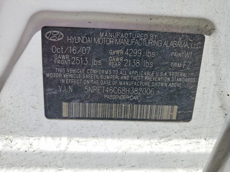 57919716 :رقم المزاد ، 5NPET46C68H382006 vin ، 2008 Hyundai Sonata مزاد بيع