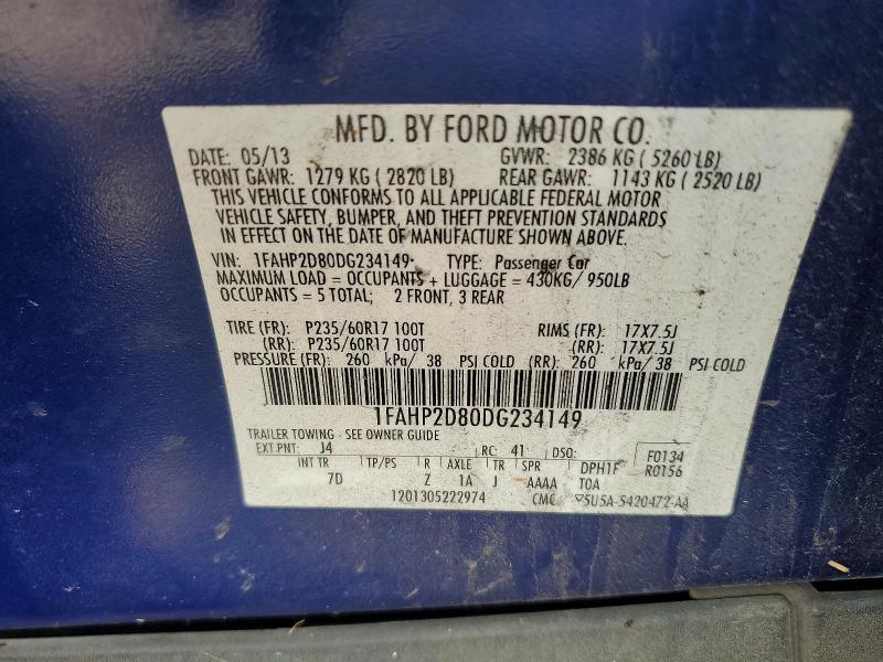 Продаж на аукціоні авто 2013 Ford Taurus, vin: 1FAHP2D80DG234149, номер лоту: 57884376