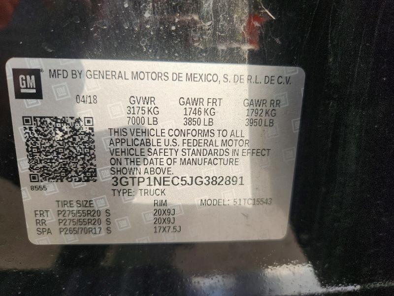 57812366 :رقم المزاد ، 3GTP1NEC5JG382891 vin ، 2018 Gmc Sierra مزاد بيع