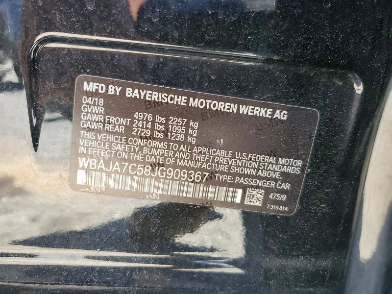 55901146 :رقم المزاد ، WBAJA7C58JG909367 vin ، 2018 Bmw 530 مزاد بيع