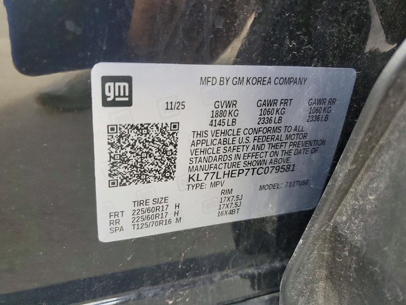 2026 Chevrolet Trax მანქანა იყიდება აუქციონზე, vin: KL77LHEP7TC079581, აუქციონის ნომერი: 77247775