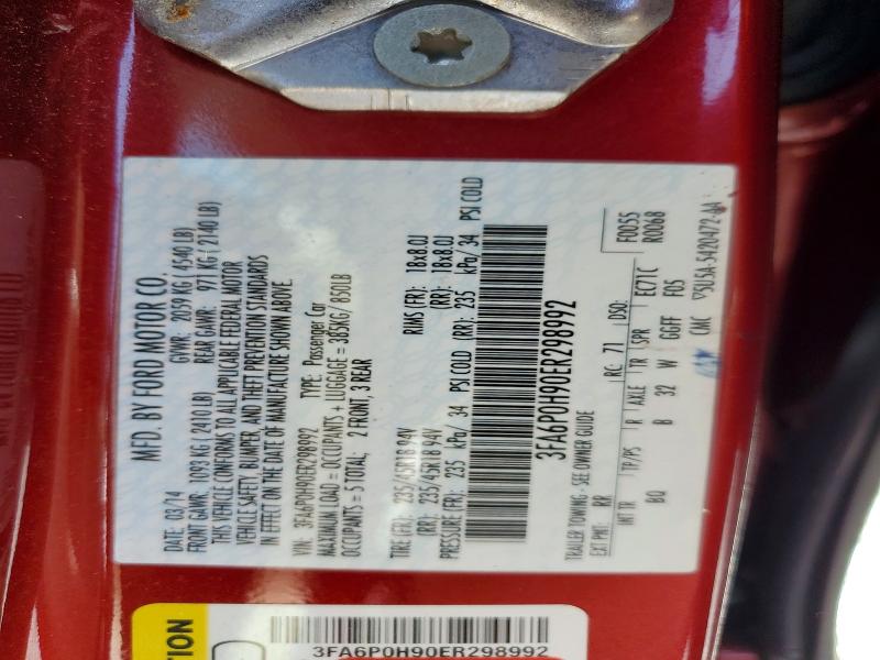 Aukcja sprzedaży 2014 Ford Fusion, vin: 3FA6P0H90ER298992, numer aukcji: 55768546