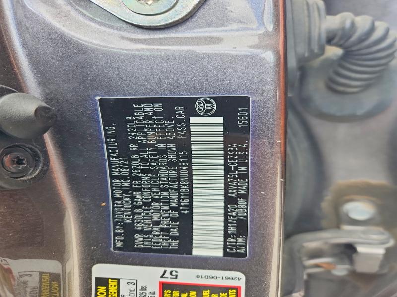 2022 Toyota Camry მანქანა იყიდება აუქციონზე, vin: 4T1G11BK8NU048115, აუქციონის ნომერი: 56889296