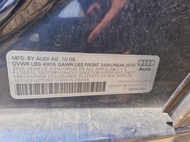 Продаж на аукціоні авто 2009 Audi A4, vin: WAUSF78K69N036715, номер лоту: 55596266