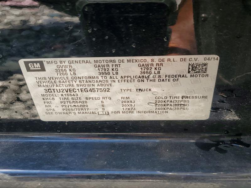 58225096 :رقم المزاد ، 3GTU2VEC1EG457592 vin ، 2014 Gmc Sierra مزاد بيع