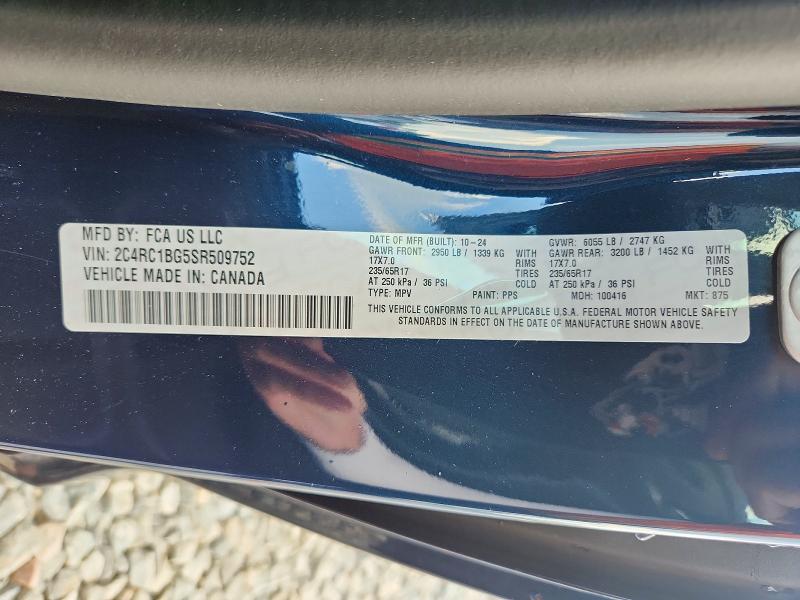 56524616 :رقم المزاد ، 2C4RC1BG5SR509752 vin ، 2025 Chrysler Pacifica مزاد بيع
