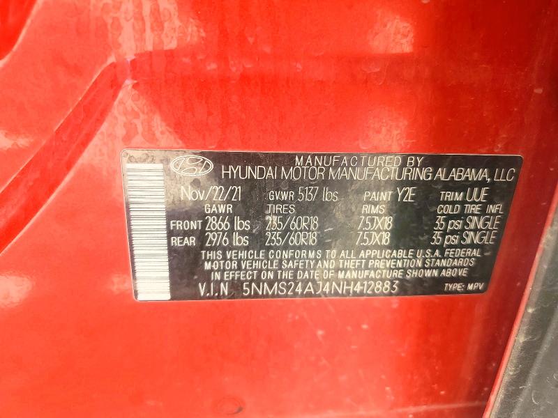 Aukcja sprzedaży 2022 Hyundai Santa Fe, vin: 5NMS24AJ4NH412883, numer aukcji: 55537206