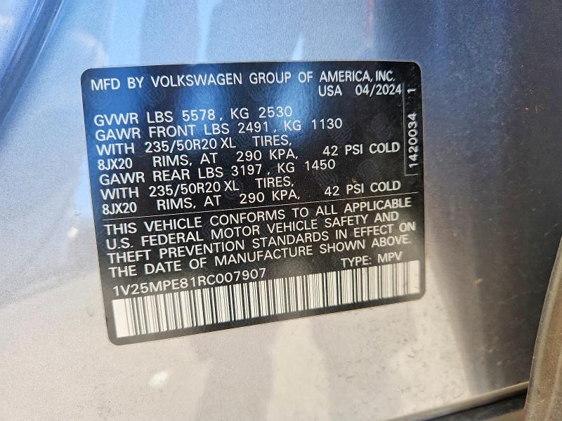 Продажа на аукционе авто 2024 Volkswagen Id.4, vin: 1V25MPE81RC007907, номер лота: 55790886