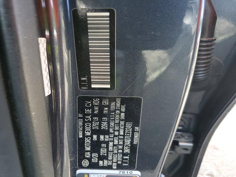 58365156 :رقم المزاد ، 3KPF24AD7LE232491 vin ، 2020 Kia Forte مزاد بيع