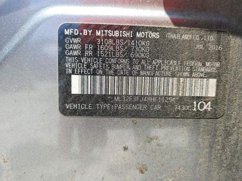 Продаж на аукціоні авто 2017 Mitsubishi Mirage, vin: ML32F3FJ4HHF11254, номер лоту: 56743846