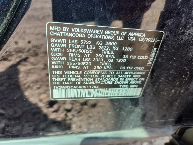 Aukcja sprzedaży 2024 Volkswagen Atlas, vin: 1V2WR2CA5RC511794, numer aukcji: 85626375