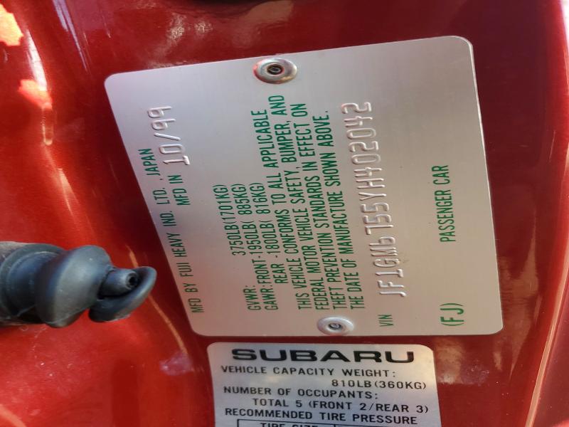 57974406 :رقم المزاد ، JF1GM6755YH402042 vin ، 2000 Subaru Impreza مزاد بيع