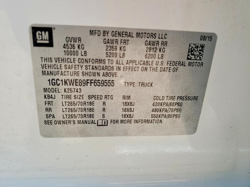 56172996 :رقم المزاد ، 1GC1KWE89FF659555 vin ، 2015 Chevrolet Silverado مزاد بيع