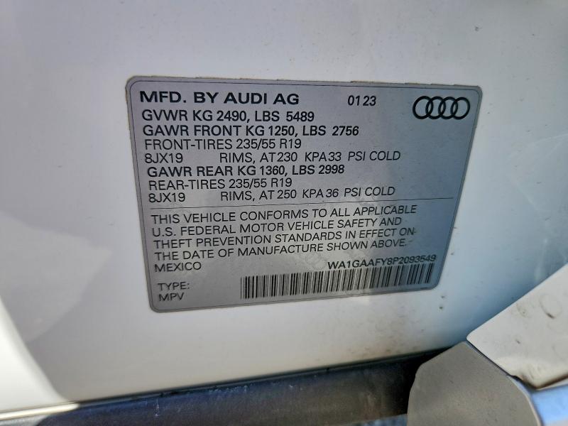 Aukcja sprzedaży 2023 Audi Q5, vin: WA1GAAFY8P2093549, numer aukcji: 56833646