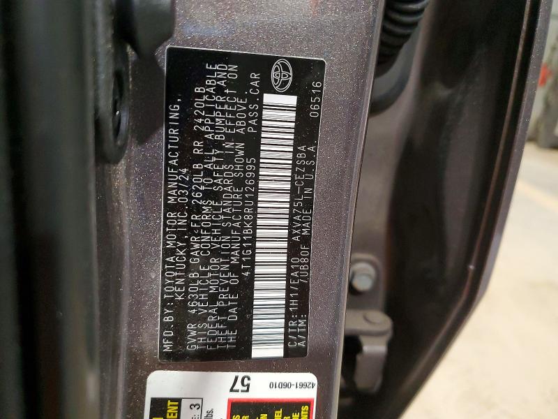 Aukcja sprzedaży 2024 Toyota Camry, vin: 4T1G11BK8RU126995, numer aukcji: 56322256