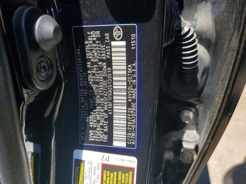Продажа на аукционе авто 2012 Toyota Camry, vin: 4T1BF1FK8CU133510, номер лота: 54318306