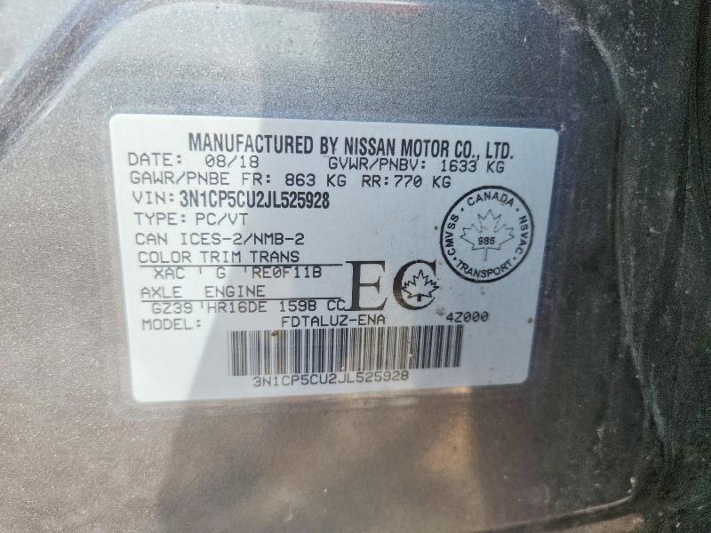Aukcja sprzedaży 2018 Nissan Kicks, vin: 3N1CP5CU2JL525928, numer aukcji: 56744216