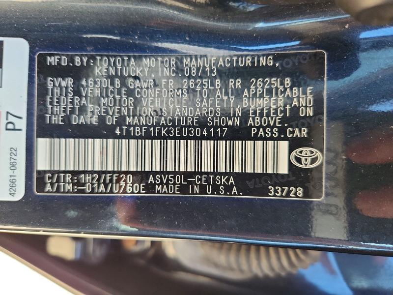 Продаж на аукціоні авто 2014 Toyota Camry, vin: 4T1BF1FK3EU304117, номер лоту: 56949676