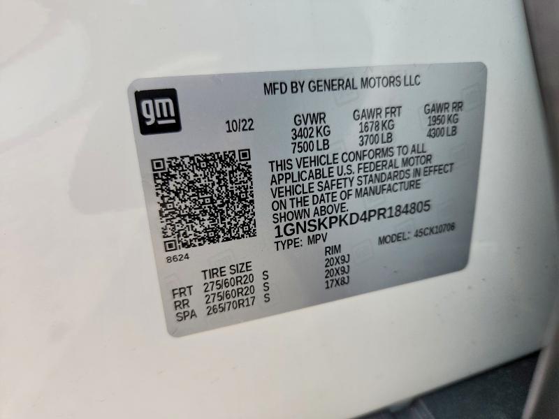 Aukcja sprzedaży 2023 Chevrolet Tahoe, vin: 1GNSKPKD4PR184805, numer aukcji: 55795166