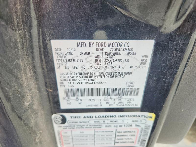 Aukcja sprzedaży 2010 Ford F150, vin: 1FTFW1EV9AFD88511, numer aukcji: 58544856