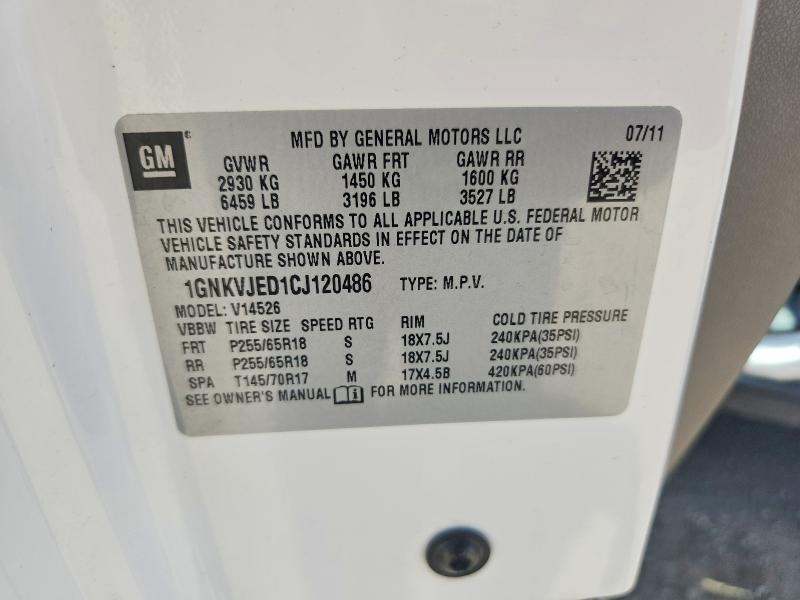 57608096 :رقم المزاد ، 1GNKVJED1CJ120486 vin ، 2012 Chevrolet Traverse مزاد بيع