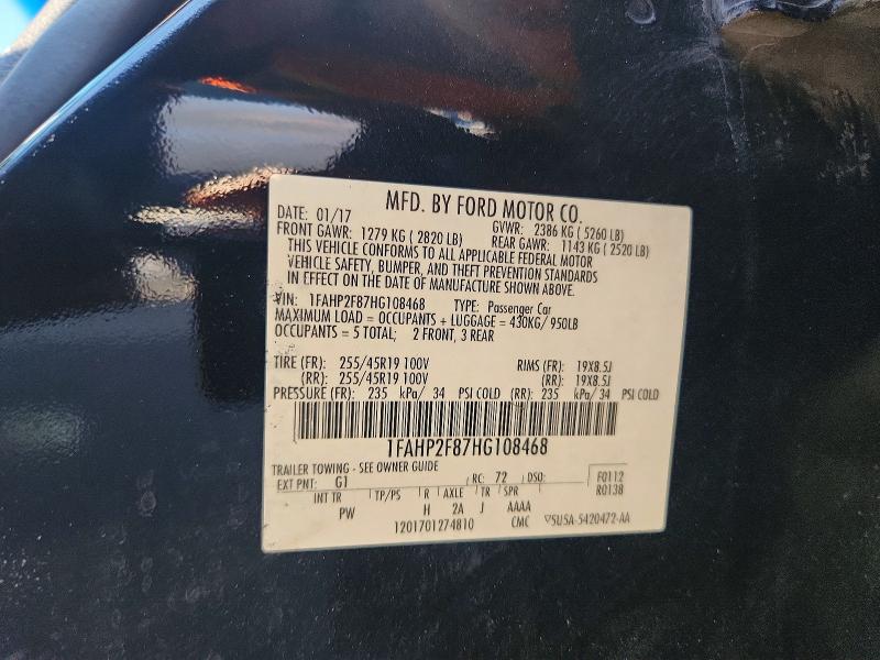 Aukcja sprzedaży 2017 Ford Taurus, vin: 1FAHP2F87HG108468, numer aukcji: 56999306