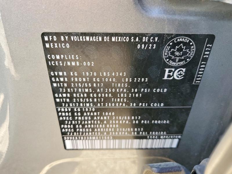 Aukcja sprzedaży 2024 Volkswagen Taos, vin: 3VVEX7B23RM011563, numer aukcji: 54666806