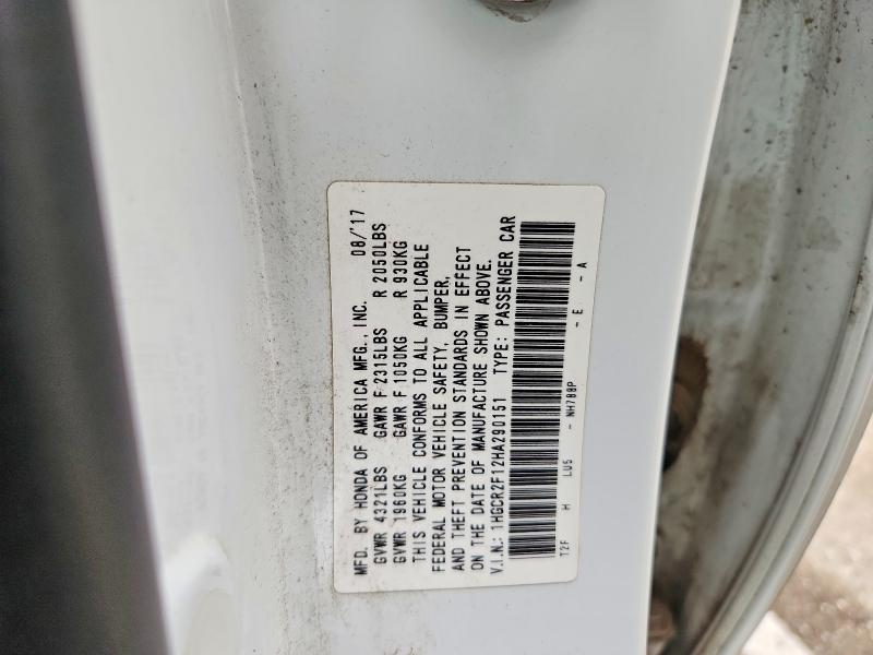 Aukcja sprzedaży 2017 Honda Accord, vin: 1HGCR2F12HA290151, numer aukcji: 58429816