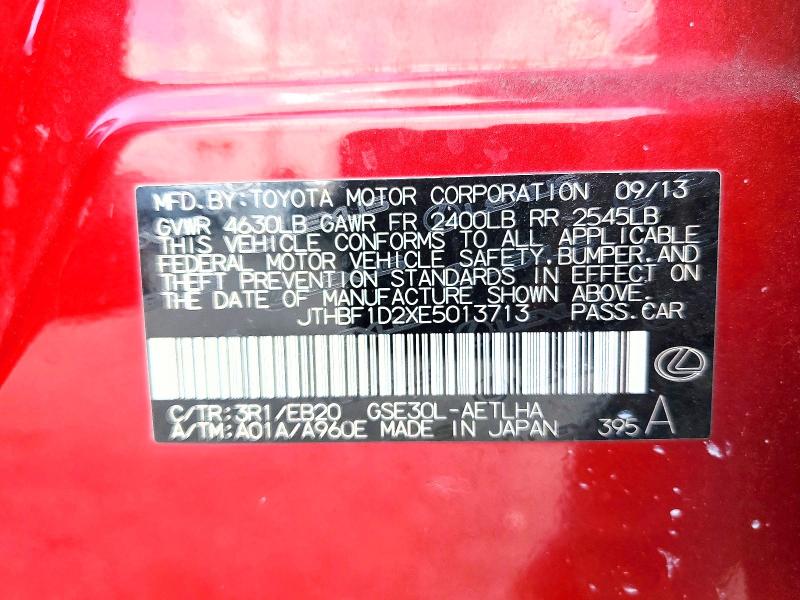 Aukcja sprzedaży 2014 Lexus Is, vin: JTHBF1D2XE5013713, numer aukcji: 58980376
