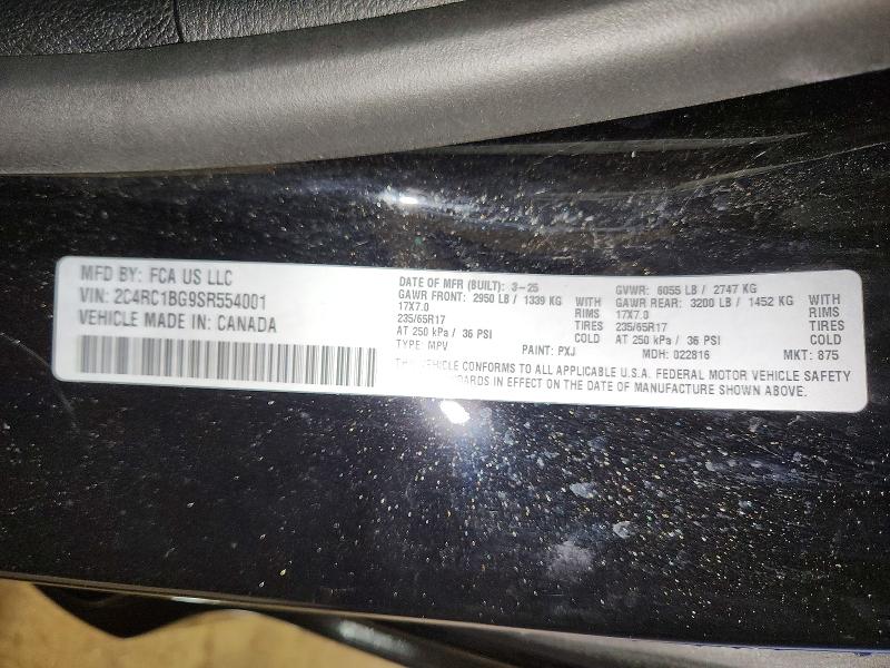 2025 Chrysler Pacifica მანქანა იყიდება აუქციონზე, vin: 2C4RC1BG9SR554001, აუქციონის ნომერი: 58401766