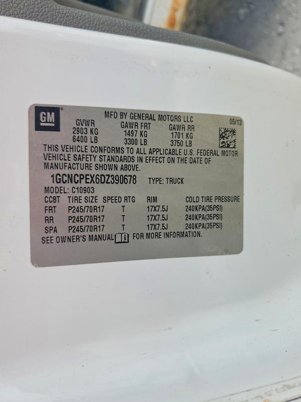 2013 Chevrolet Silverado მანქანა იყიდება აუქციონზე, vin: 1GCNCPEX6DZ390678, აუქციონის ნომერი: 56401206