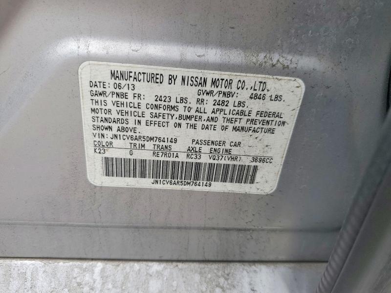 2013 Infiniti G37 მანქანა იყიდება აუქციონზე, vin: JN1CV6AR5DM764149, აუქციონის ნომერი: 57511126