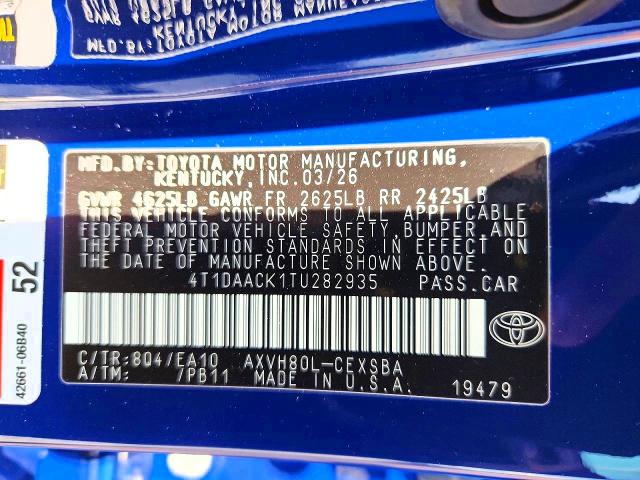 2026 Toyota Camry მანქანა იყიდება აუქციონზე, vin: 4T1DAACK1TU282935, აუქციონის ნომერი: 55720236