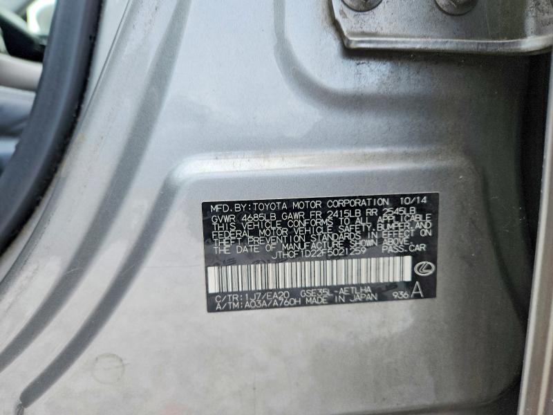 Aukcja sprzedaży 2015 Lexus Is, vin: JTHCF1D22F5021259, numer aukcji: 58879046