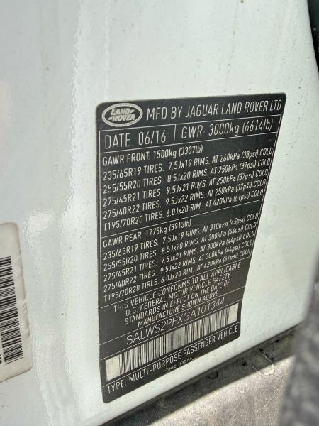 56566496 :رقم المزاد ، SALWS2PFXGA101344 vin ، 2016 Land Rover Range Rover Sport مزاد بيع