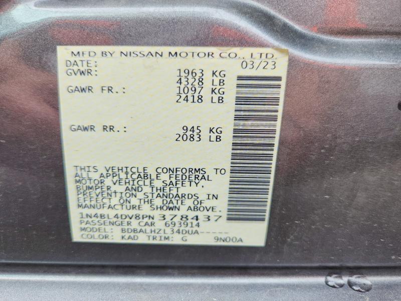 Aukcja sprzedaży 2023 Nissan Altima, vin: 1N4BL4DV8PN378437, numer aukcji: 56749636
